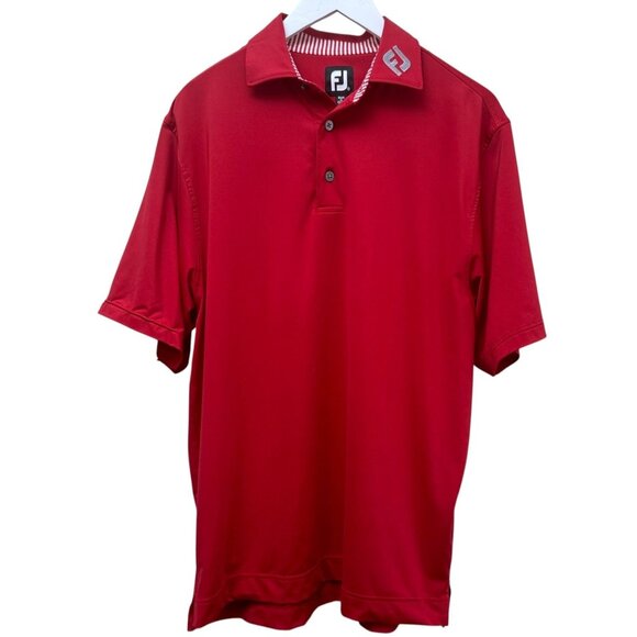 FOOTJOY Mens Golf Shirt Medium Red Polo Performance Short Sleeve FJ Logo - Picture 1 of 11